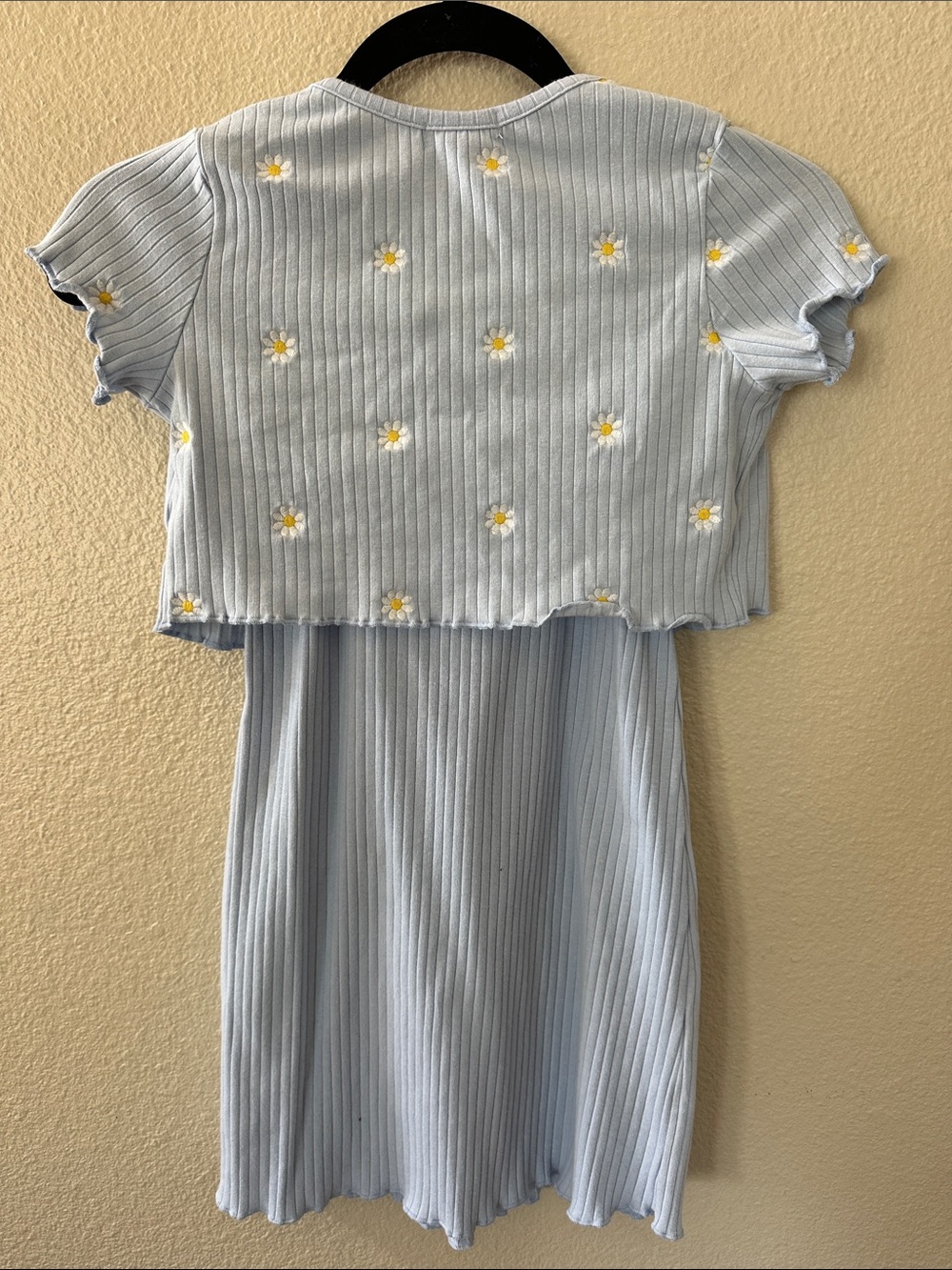 Btween Girls Light Blue Ribbed Tank Dress with Matching Floral Sweater Size 10 - Picture 6 of 12